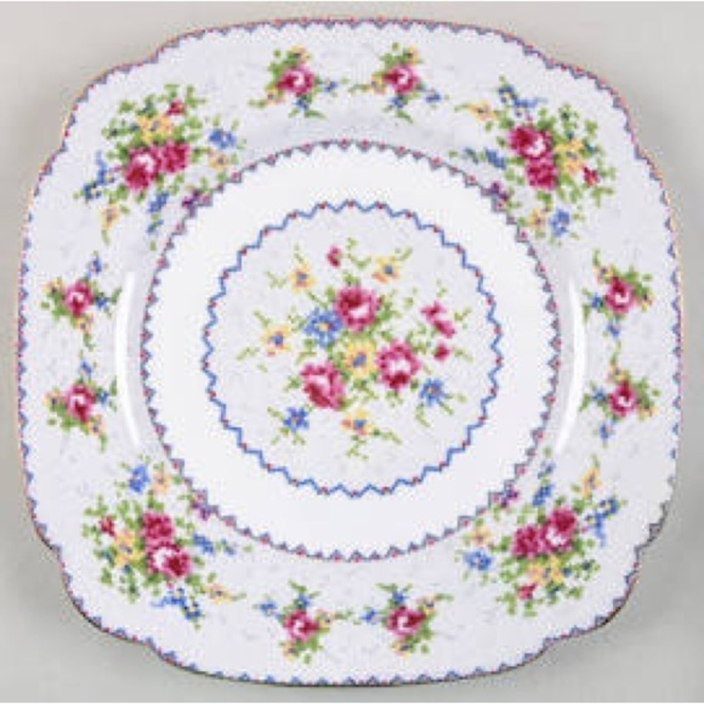 Royal Albert Petit Point Floral Square Salad Plate Crafted In England 9.5”